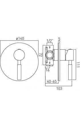 Bateria VADO ORIGINS prysznicowa podtynkowa złota szczotkowana