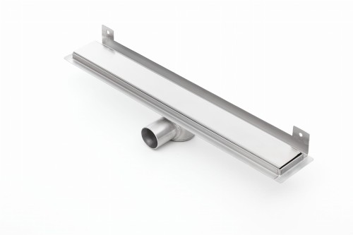 Odpływ liniowy ścienny z flanszą i metalowym syfonem Kesmet 50 cm z rusztem Smooth