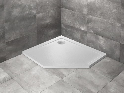Brodzik pięciokątny Radaway Doros PT E 100x90x5 Stone biały lewy