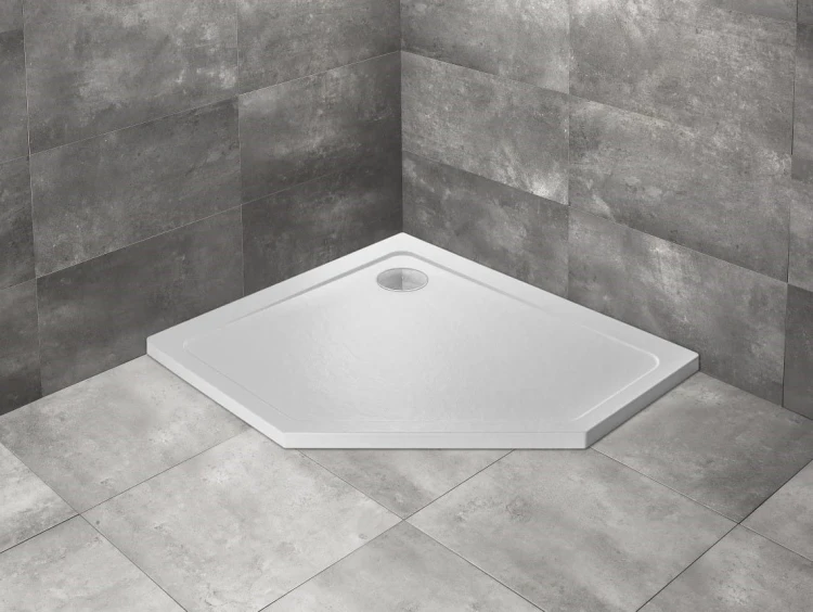 Brodzik pięciokątny Radaway Doros PT E 100x90x5 Stone biały lewy