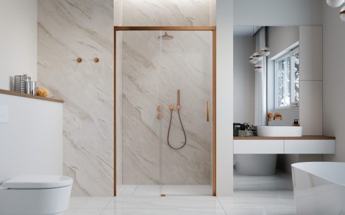 Drzwi prysznicowe Idea Brushed Copper DWJ Radaway lewe przejrzyste