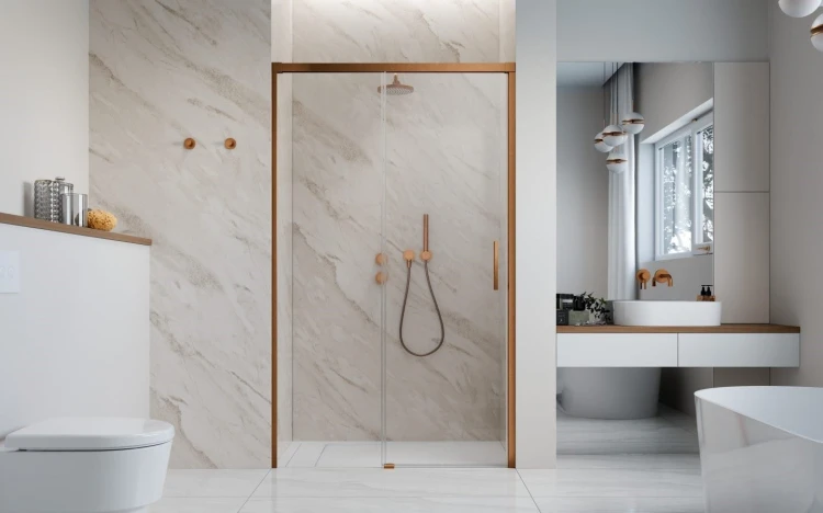 Drzwi prysznicowe Idea Brushed Copper DWJ Radaway lewe przejrzyste