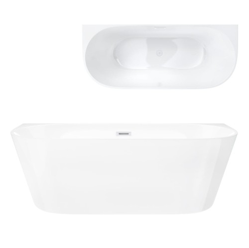 Wanna przyścienna wolnostojąca corsan mono 150 x 74 cm korek klik-klak biały