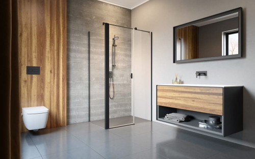 Kabina Radaway Nes Black KDS II 120x70x200 prawa przejrzysta czarna