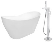 Wanna wolnostojąca Besco VIYA 160x70 cm biała + bateria Varium