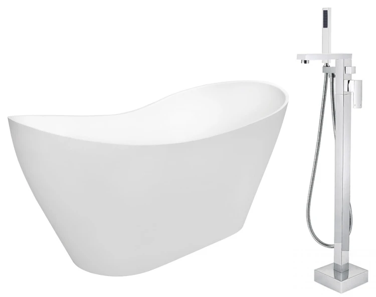 Wanna wolnostojąca Besco VIYA 160x70 cm biała + bateria Varium