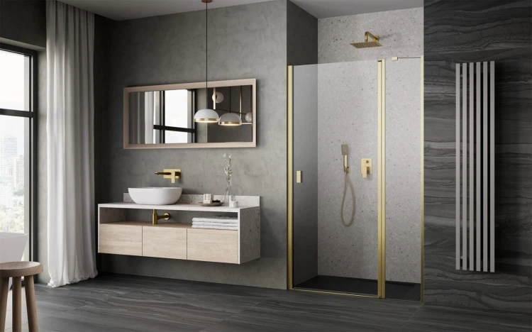 Drzwi prysznicowe Radaway Nes Brushed Gold DWJ II prawe