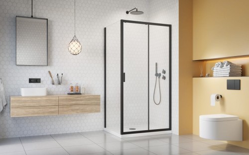 Kabina prysznicowa Radaway Alienta Black DWJ+S 110x80x190 przejrzysta