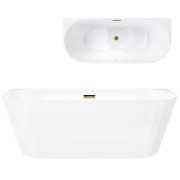 Wanna przyścienna wolnostojąca corsan mono 170 x 80 cm korek klik-klak szczotkowane złoto