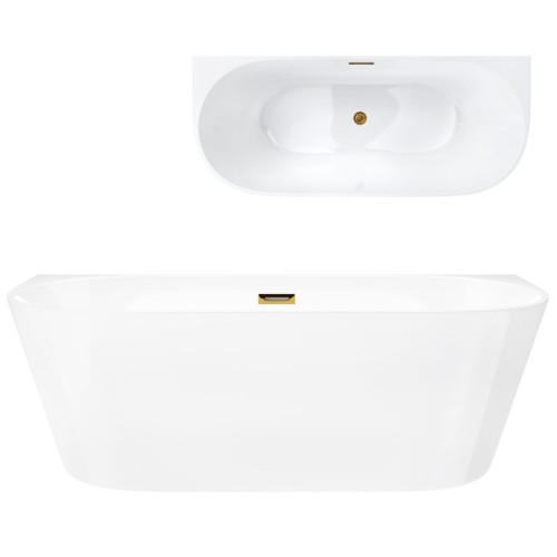 Wanna przyścienna wolnostojąca corsan mono 170 x 80 cm korek klik-klak szczotkowane złoto