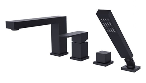 Bateria wannowa 4-otworowa Besco MODERN / VARIUM czarny matt