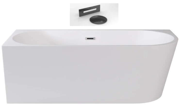 Wanna wolnostojąca Zoya Besco 150x75 biała lewa maskownice grafitowe