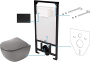 Zestaw WC podtynkowy 6 w 1 Peonia Zero Deante antracyt/titanium