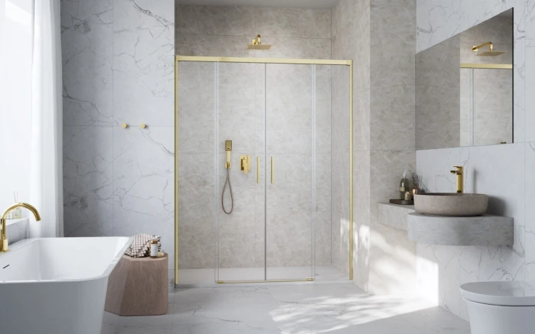 Drzwi prysznicowe Idea 8 Brushed Gold DWD Radaway szkło przejrzyste