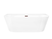 Wanna przyścienna wolnostojąca corsan e030 mono 150 cm z szeroką krawędzią i wykończeniem różowe złoto