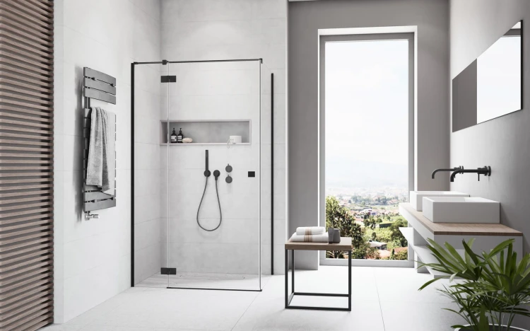 Kabina Radaway Essenza Black KDJ 80x75x200 lewa, szkło przejrzyste