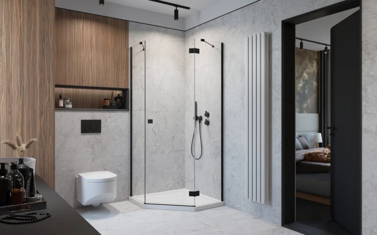 Kabina pięciokątna Radaway Essenza Black PTJ 80x90x200 prawa