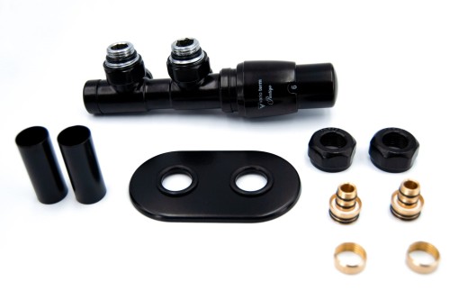 Zestaw zaworów termostatyczny Twins Radeco lewy / prawy czarny