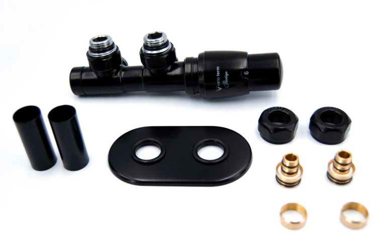 Zestaw zaworów termostatyczny Twins Radeco lewy / prawy czarny