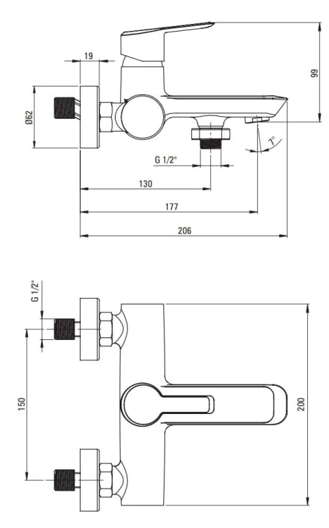 Bateria wannowa ścienna Arnika Deante złoto szczotkowane