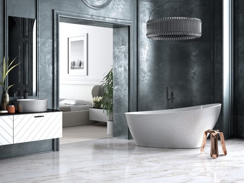 Wanna wolnostojąca Besco Keya Glam 165x70 srebrna