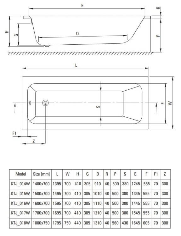 Wanna akrylowa biała do zabudowy 180x75 Prizma Deante