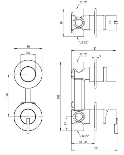 Bateria prysznicowa z przełącznikiem natrysku Silia Deante nero czarna