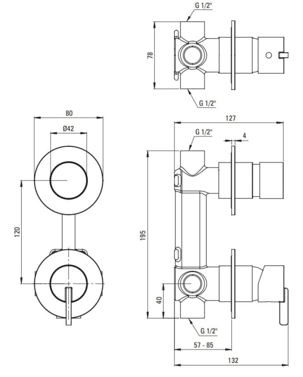 Bateria prysznicowa z przełącznikiem natrysku Silia Deante nero czarna