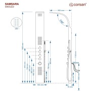 Panel prysznicowy corsan samsara termostat czarna stal deszczownica led