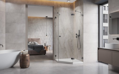 Kabina pięciokątna Essenza Pro Brushed GunMetal PTJ Radaway prawa