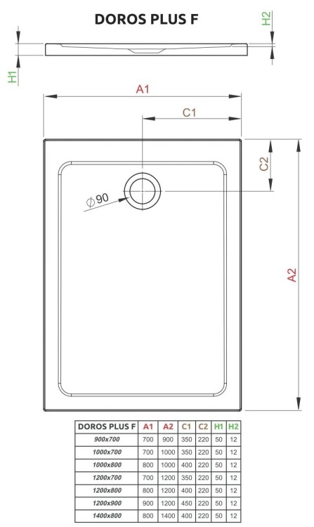 Brodzik prostokątny biały płytki Radaway Doros Plus F 100x80