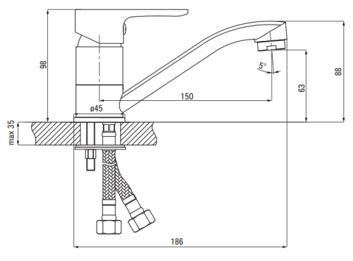 Bateria umywalkowa z obrotową wylewką chrom Lemon Deante