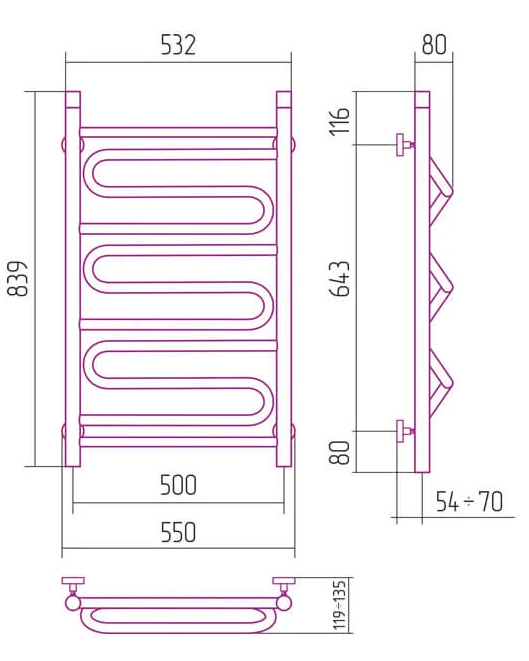 Grzejnik łazienkowy Sunerzha Elegy 80x50 kameleon