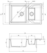 Zlewozmywak granitowy 1.5-komorowy z ociekaczem grafit metalik Andante Deante