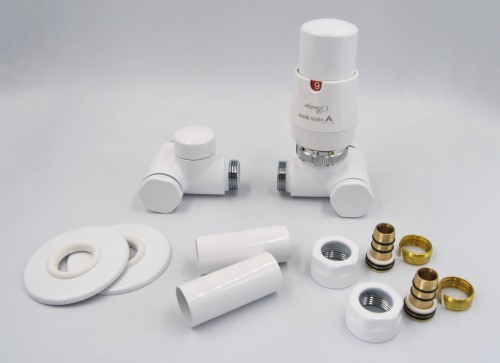 Zestaw zaworów termostatyczny Integra biały Radeco lewy / prawy