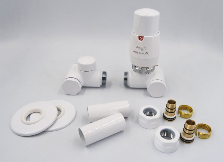 Zestaw zaworów termostatyczny Integra biały Radeco lewy / prawy