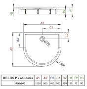 Brodzik przyścienny Radaway Delos P z obudową 100x90x15x1,2