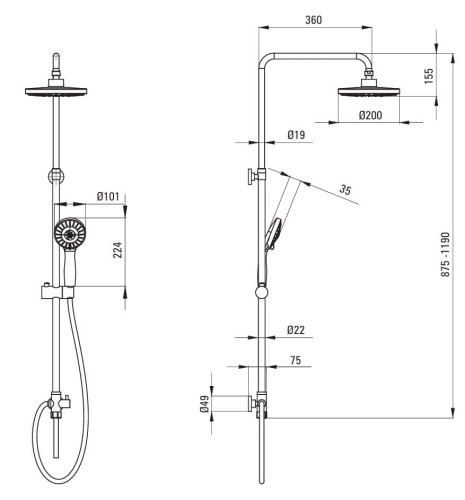 Deszczownica 3-funkcyjna Corio Deante chrom