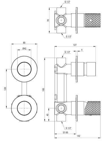 Bateria prysznicowa podtynkowa złoto szczotkowane Silia Hexa Deante