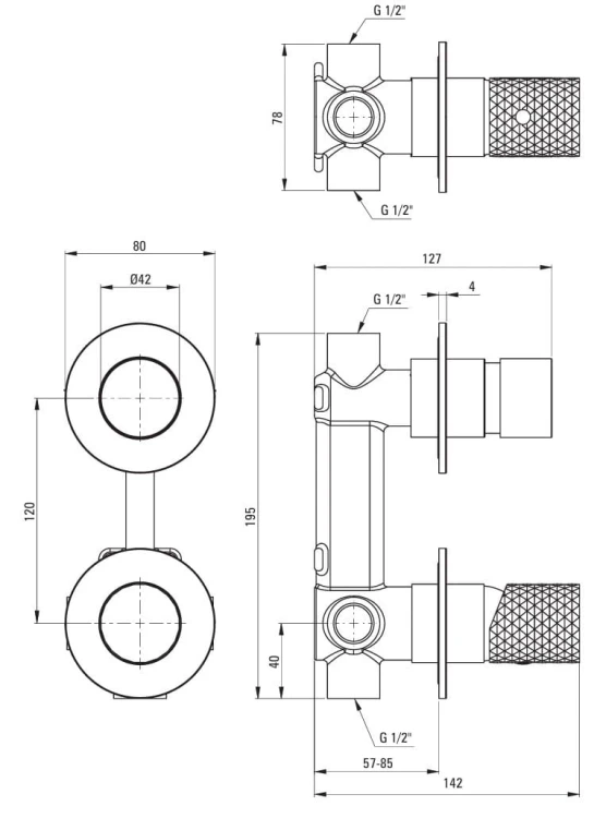 Bateria prysznicowa podtynkowa złoto szczotkowane Silia Hexa Deante