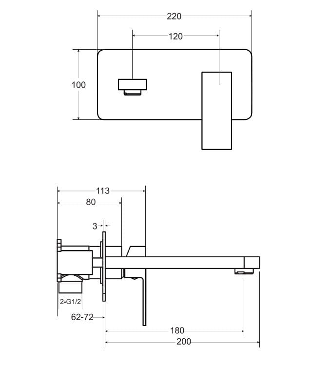 Bateria umywalkowa podtynkowa Besco MODERN / VARIUM czarny matt