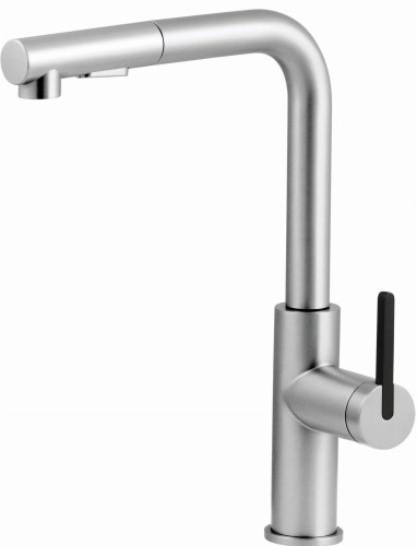 Bateria kuchenna z wyciąganą wylewką stal szczotkowana Momi Deante