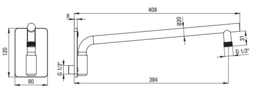 Ramię ścienne prysznicowe 40cm Cascada Deante czarne nero