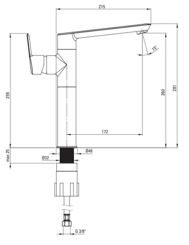 Bateria umywalkowa wysoka Arnika Deante złoto szczotkowane