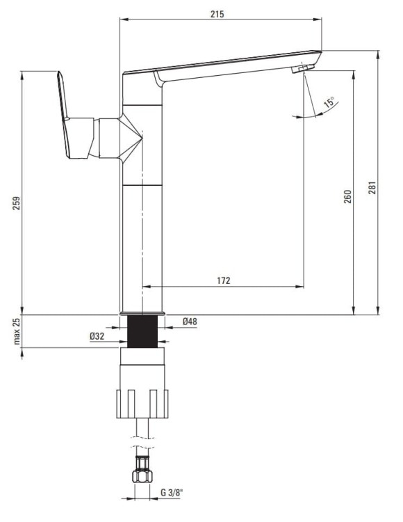 Bateria umywalkowa wysoka Arnika Deante złoto szczotkowane