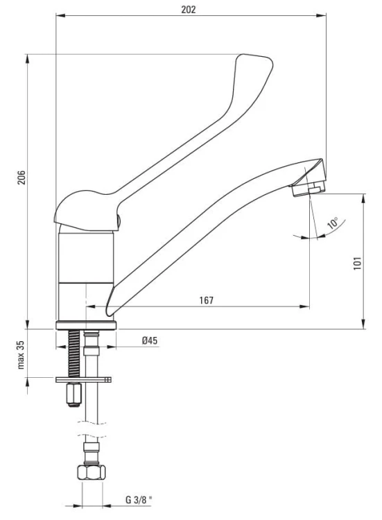 Bateria umywalkowa z obrotową wylewką z dźwignią Clinic Boro Deante