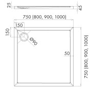 Brodzik kwadratowy Estima 75x75 Schedpol biały