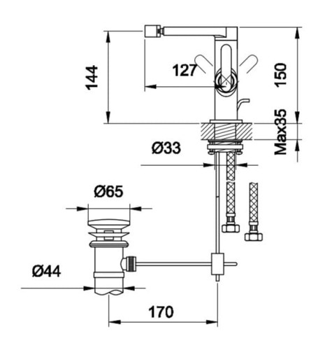Bateria bidetowa stojąca KOHLMAN Boxine QB130B