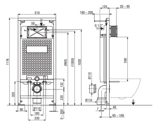 Zestaw WC podtynkowy 6 w 1 Peonia Zero Deante antracyt/titanium
