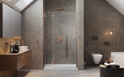 Drzwi prysznicowe Essenza Pro Brushed Copper DWJ Radaway lewe miedź